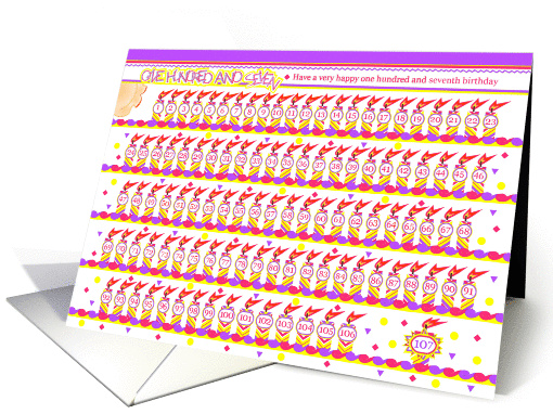 Happy 107th Birthday, Cake with 107 Candles card (842376)