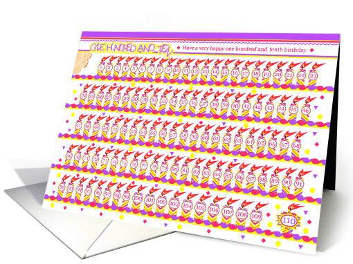 Happy 110th Birthday, Cake with 110 Candles card (842420)