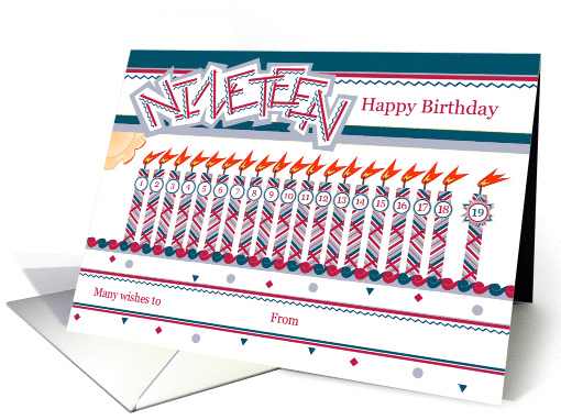 Happy 19th Birthday, Cake with 19 Candles card (842843)