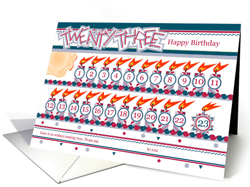 Happy 23rd Birthday, Cake with 23 Candles card (842848)