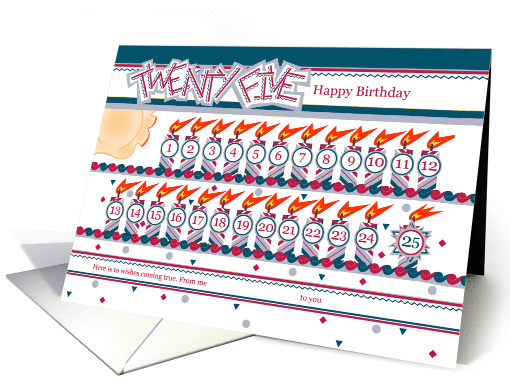 Happy 25th Birthday, Cake with 25 Candles card (842853)