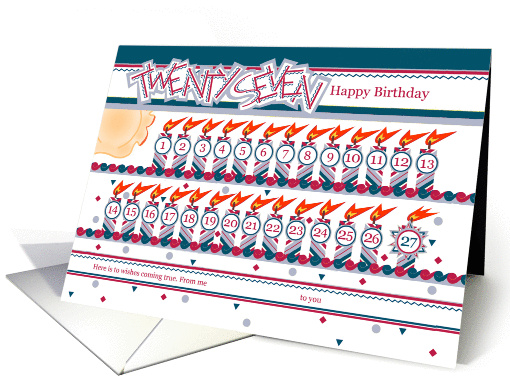 Happy 27th Birthday, Cake with 27 Candles card (842855)