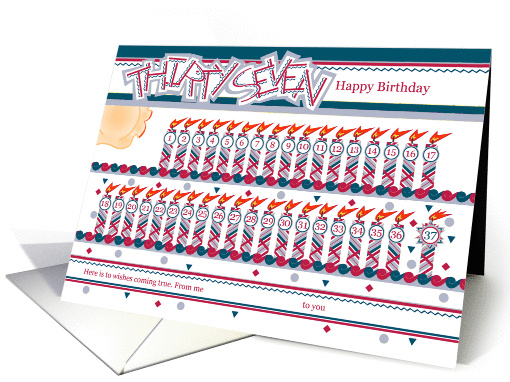 Happy 37th Birthday, Cake with 37 Candles card (842899)