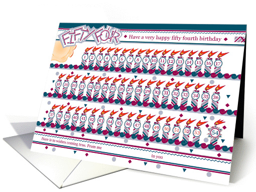 Happy 54th Birthday, Cake with 54 Candles card (842921)