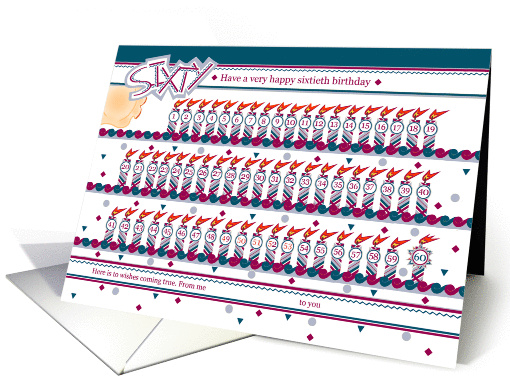 Happy 60th Birthday, Cake with 60 Candles card (842933)