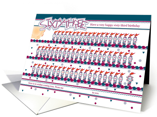 Happy 63rd Birthday, Cake with 63 Candles card (842937)