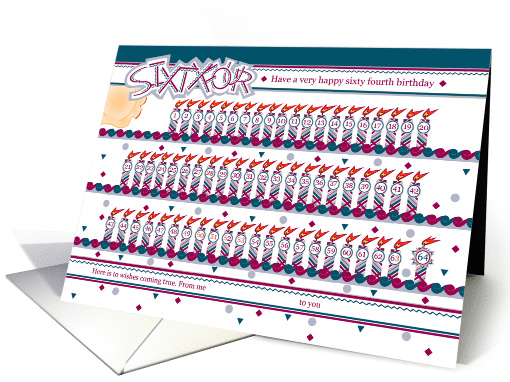 Happy 64th Birthday, Cake with 64 Candles card (842939)