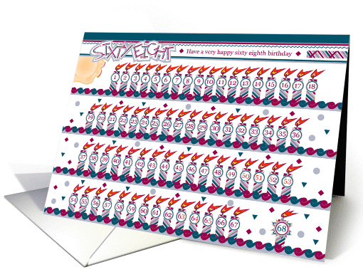 Happy 68th Birthday, Cake with 68 Candles card (842944)