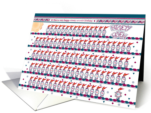 Happy 97th Birthday, Cake with 97 Candles card (843126)