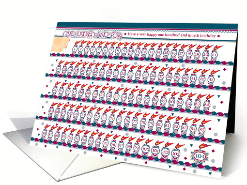 Happy 104th Birthday, Cake with 104 Candles card (843147)