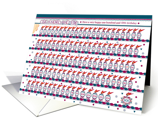Happy 105th Birthday, Cake with 105 Candles card (843149)