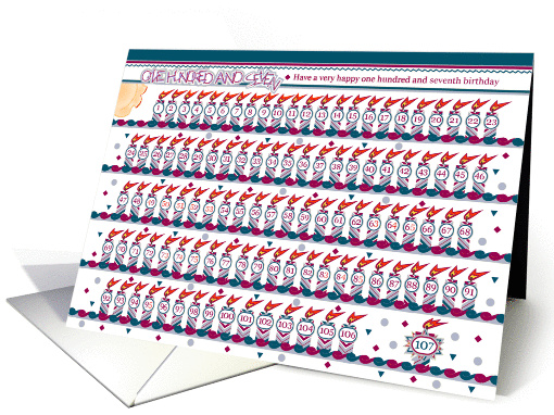 Happy 107th Birthday, Cake with 107 Candles card (843155)