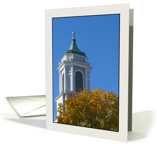 Bulfinch Church Steeple in Autumn card (874311)