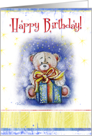 Happy Birthday-White teddy bear with gift card