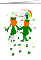 Congratulations Marriage St. Patrick’s Day Leprechauns Rainbow Shamrock card