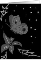 Symbolic Butterfly of Evil, Black and White,Blank Note Card