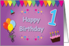 Happy 1st Birthday Colorful card
