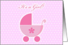 It’s A Girl Pink Carriage on Pink Polka Dots card