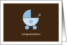 Congratulations on Your New Baby Boy, Blue Stroller card