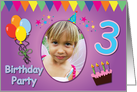 3 Year Bithday Party Photo Card