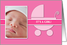 It’s a Girl Pink Stroller Photo Card