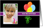 Happy Birthday Photo Card Invitation with Balloons card