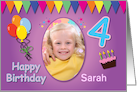 Happy 4th Birthday Photo Card with Name card