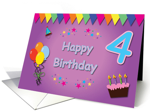 Happy 4th Birthday Colorful card (834259)