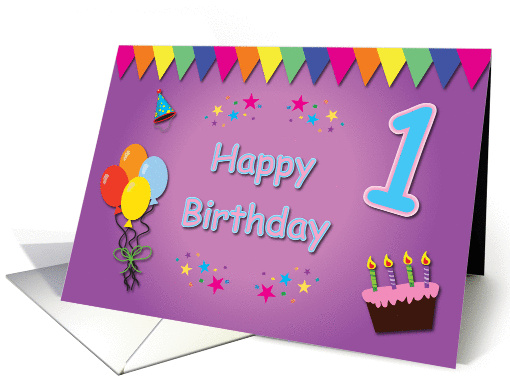 Happy 1st Birthday Colorful card (834265)
