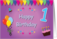 Happy 1st Birthday Colorful card