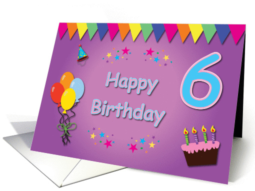 Happy 6th Birthday Colorful card (834309)