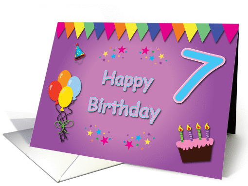 Happy 7th Birthday Colorful card (834312)