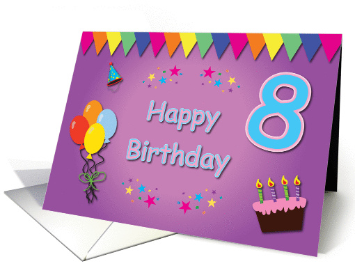 Happy 8th Birthday Colorful card (834314)