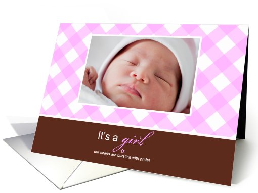 It's a Girl Plaid Photo card (849897)
