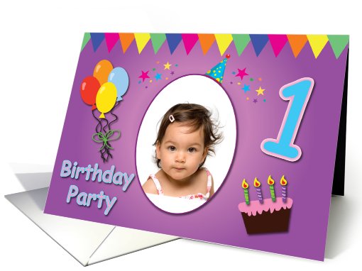 1 Year Bithday Party Photo card (855328)