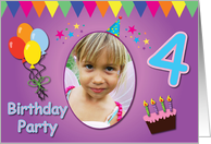 4 Year Bithday Party Photo Card