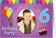 6 Year Bithday Party Photo Card