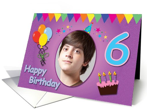 Happy 6th Birthday Colorful Photo card (855647)