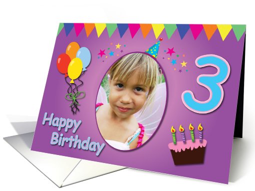 Happy 3rd Birthday Colorful Photo card (855660)