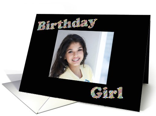 Birthday Girl Colorful Circles Photo card (856484)