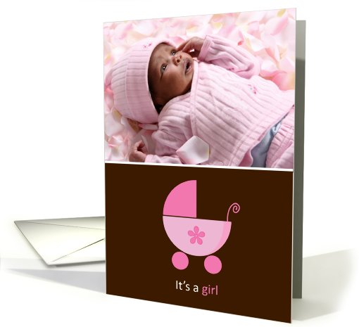 It's a Girl Stroller Photo card (858082)