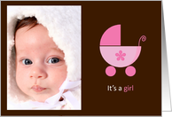 It’s a Girl Stroller Photo Card
