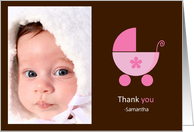 Thank You for the Baby Shower Gift, Pink Stroller Photo Card