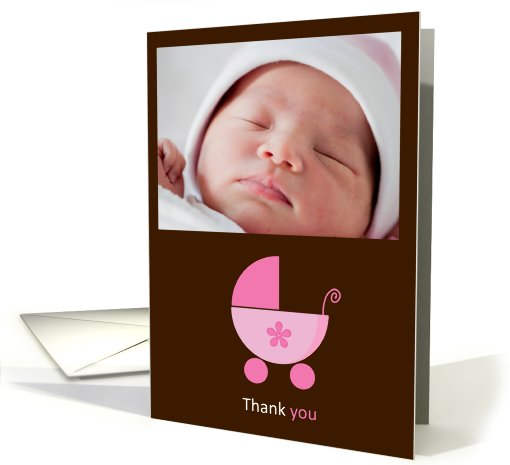 Thank You for the Baby Shower Gift, Pink Stroller Photo card (858273)