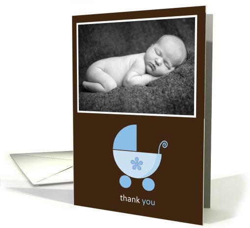 Thank You for the Baby Shower Gift, Blue Stroller Photo card (858274)