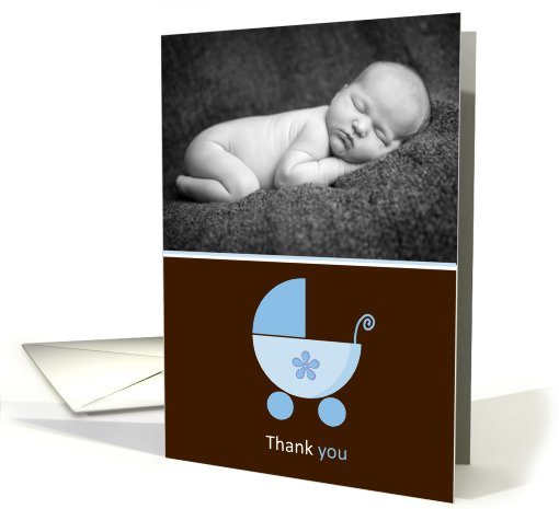 Thank You for the Baby Shower Gift, Blue Stroller Photo card (858275)
