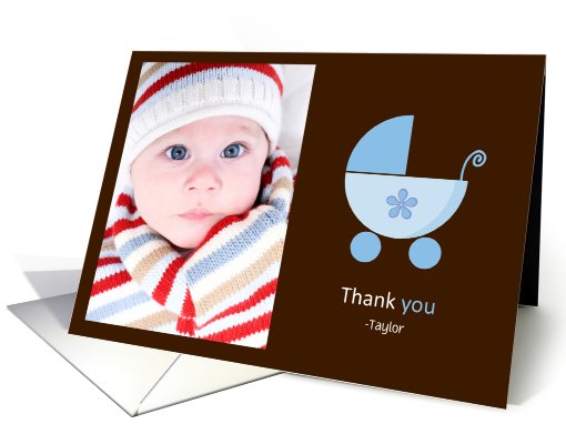 Thank You for the Baby Shower Gift, Blue Stroller Photo card (858276)