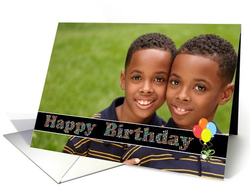 Happy Birthday Colorful Circles with Balloons Photo card (878960)