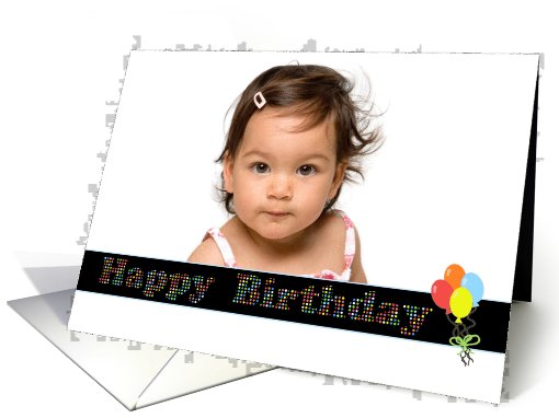 Happy Birthday Colorful Circles with Balloons Photo card (878961)