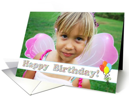 Happy Birthday Colorful Circles with Balloons Photo card (878963)